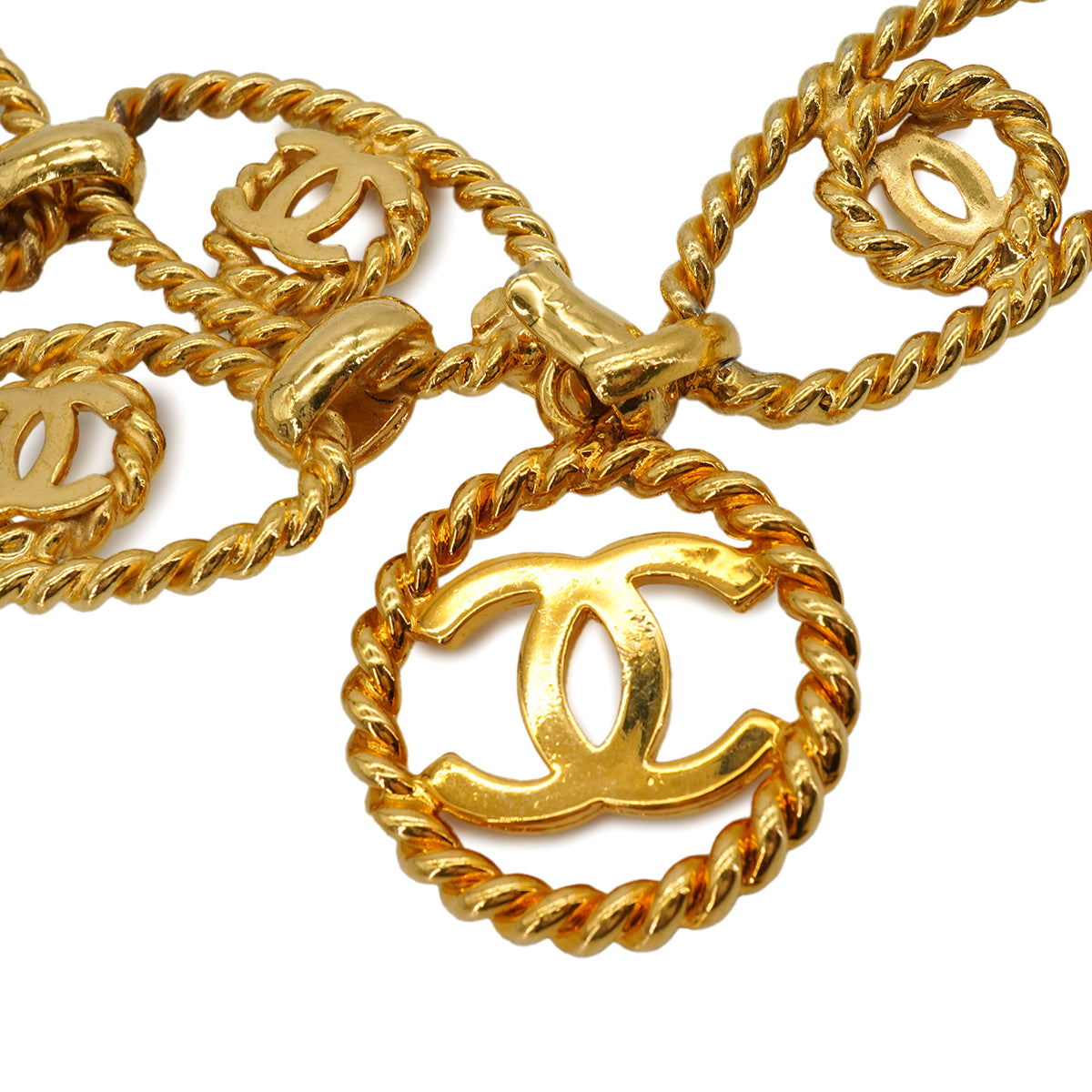 VINTAGE CHANEL CHAIN BELT COCOMARK GOLD ACCESSORY 25 90343242