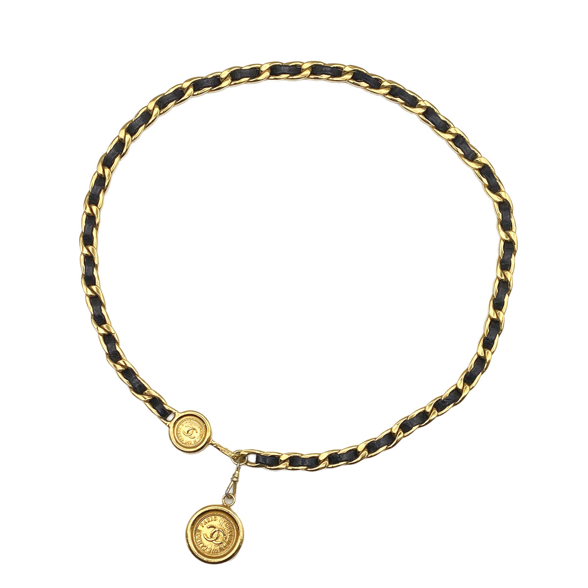 VINTAGE CHANEL CHAIN BELT LEATHER COCOMARK ACCESSORY 90312601