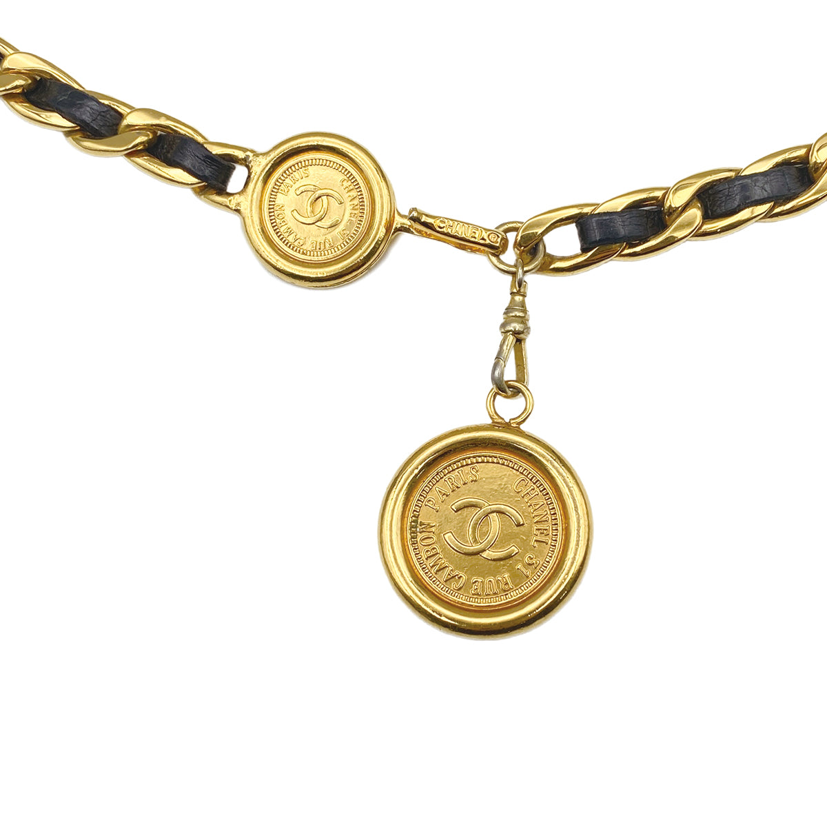 VINTAGE CHANEL CHAIN BELT LEATHER COCOMARK ACCESSORY 90312601