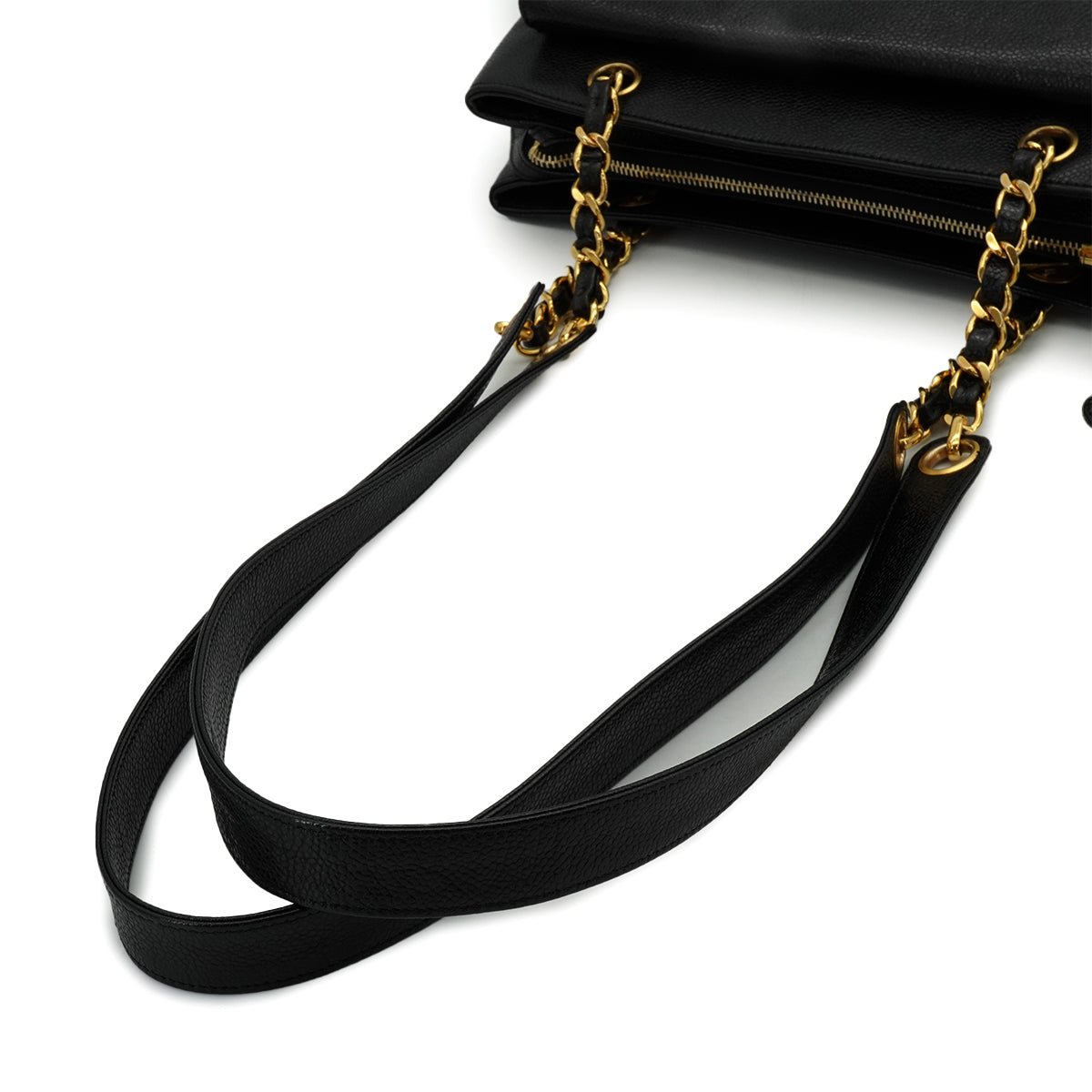 VINTAGE CHANEL CHAIN SHOULDER BAG BLACK CAVIAR SKIN GOLD HARDWARE 90342574