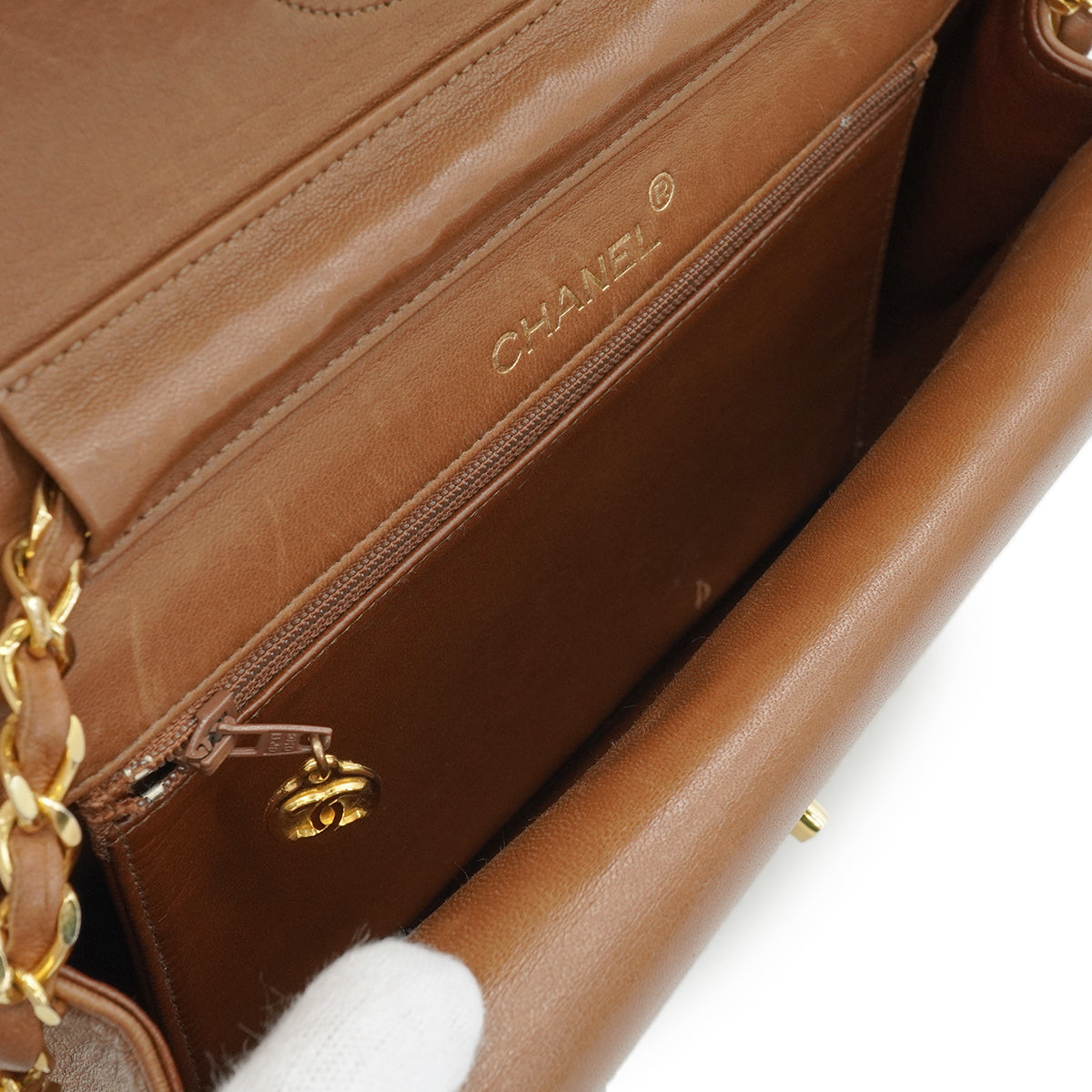 VINTAGE CHANEL MATELASSE CHAIN SHOULDER BAG BROWN LAMB SKIN GOLD HARDWARE 90334145