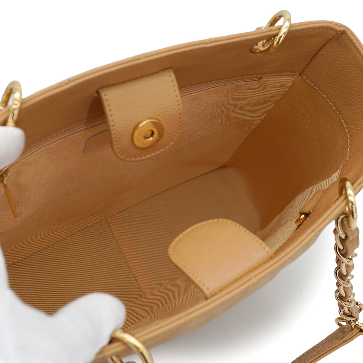 VINTAGE CHANEL COCOMARK CHAIN TOTE BAG BEIGE CAVIAR SKIN GOLD HARDWARE 90327863