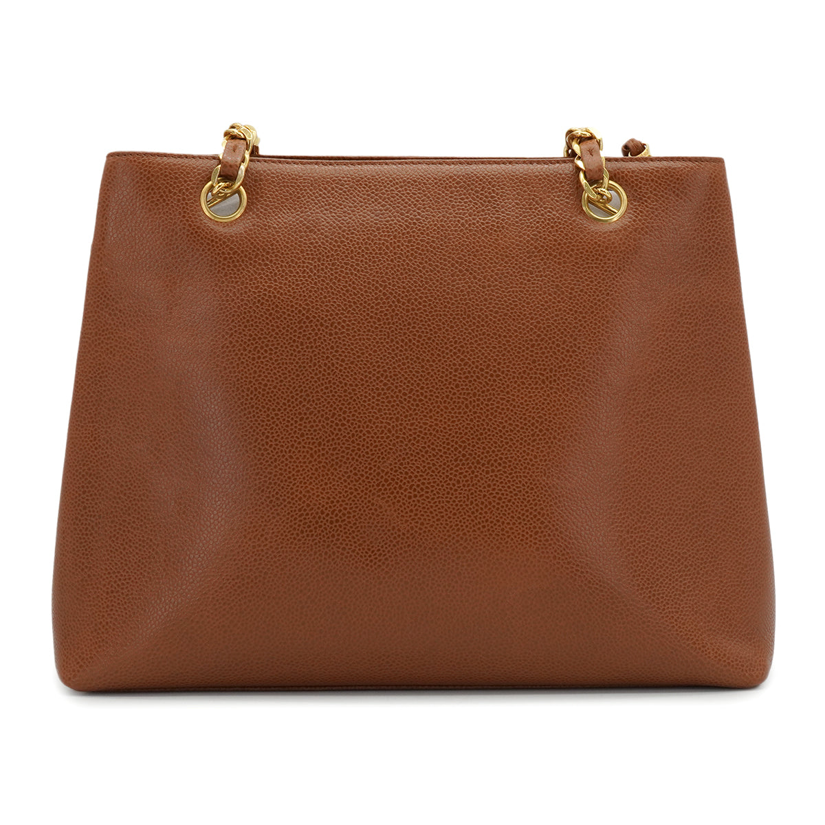 VINTAGE CHANEL COCO BALL CHAIN TOTE SHOULDER BAG BROWN CAVIAR SKIN GOLD HARDWARE 90339952