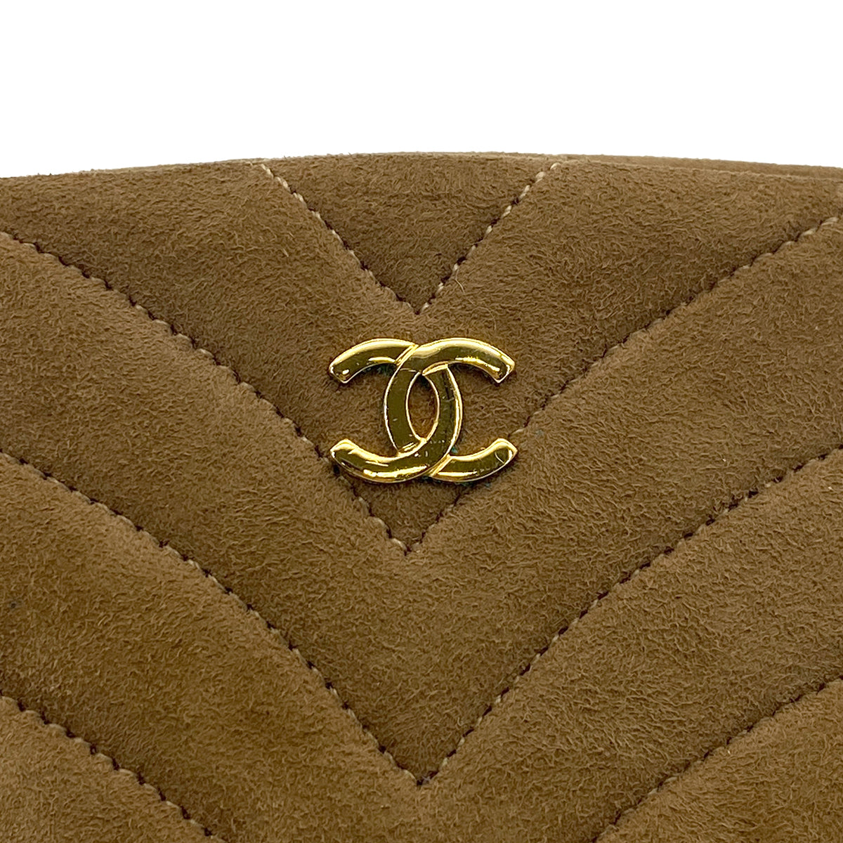 VINTAGE CHANEL CHEVRON BIJOU CHAIN SHOULDER BAG BROWN SUEDE GOLD HARDWARE 90321629