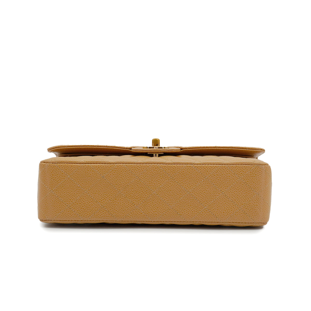 VINTAGE CHANEL CLASSIC FLAP MEDIUM CHAIN SHOULDER BAG BEIGE CAVIAR SKIN GOLD HARDWARE 90343003