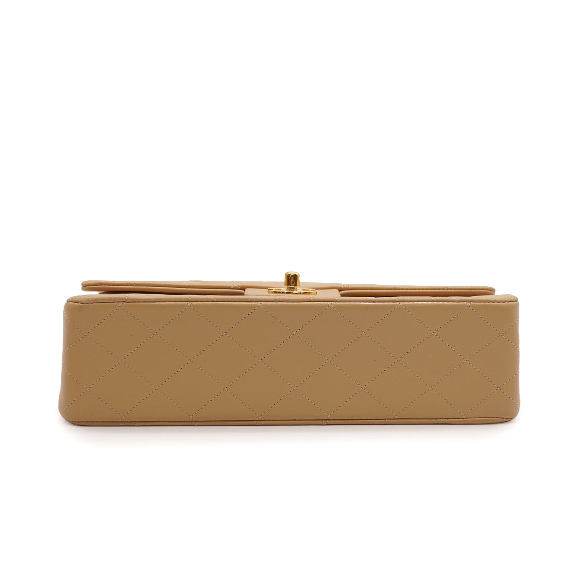 VINTAGE CHANEL CLASSIC FLAP MEDIUM CHAIN SHOULDER BAG BEIGE LAMB SKIN GOLD HARDWARE 90345501