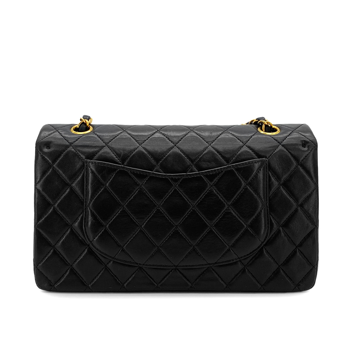 VINTAGE CHANEL CLASSIC FLAP MEDIUM CHAIN SHOULDER BAG BLACK LAMB SKIN GOLD HARDWARE 90324824