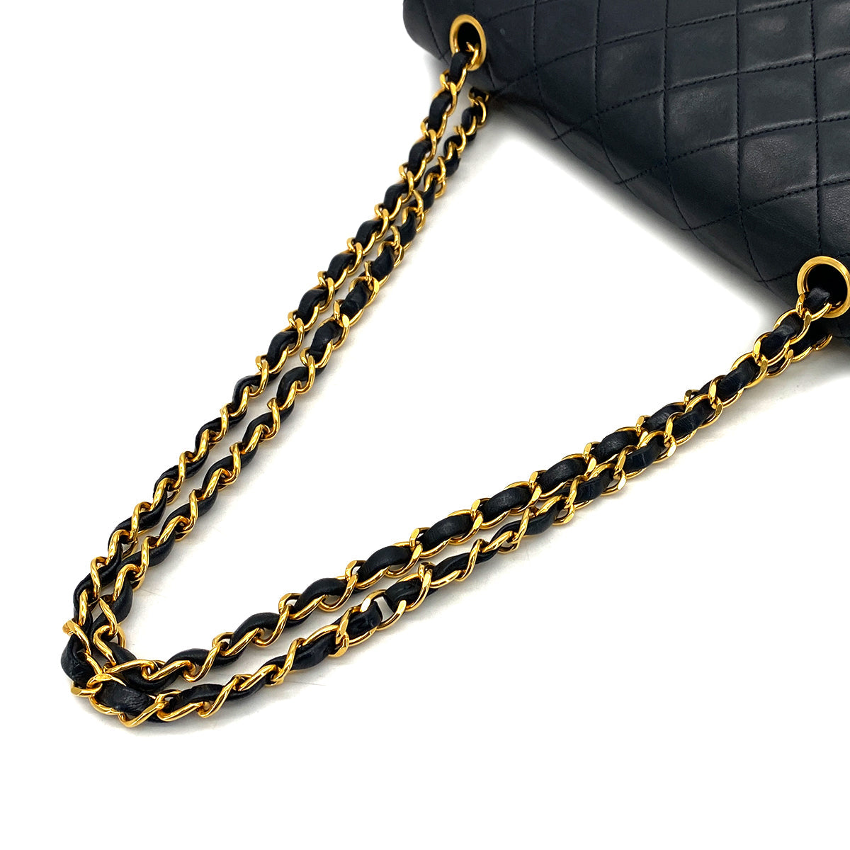 VINTAGE CHANEL CLASSIC FLAP MEDIUM CHAIN SHOULDER BAG BLACK LAMB SKIN GOLD HARDWARE 90327315