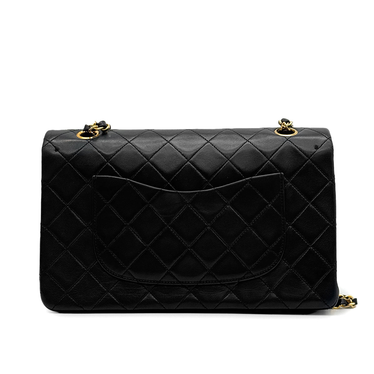 VINTAGE CHANEL CLASSIC FLAP MEDIUM CHAIN SHOULDER BAG BLACK LAMB SKIN GOLD HARDWARE 90329237