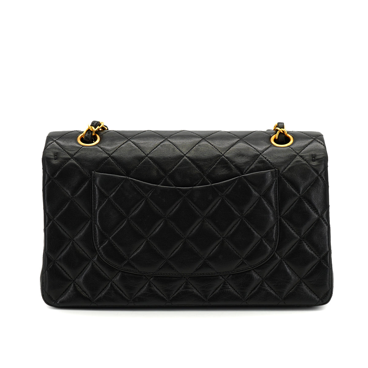 VINTAGE CHANEL CLASSIC FLAP MEDIUM CHAIN SHOULDER BAG BLACK LAMB SKIN GOLD HARDWARE 90332588