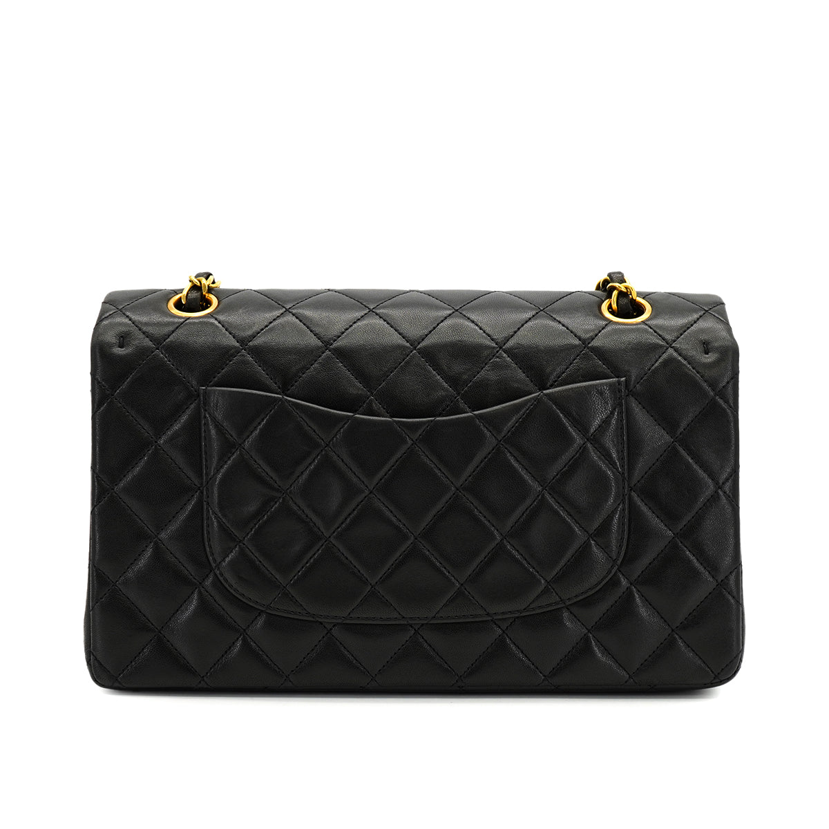 VINTAGE CHANEL CLASSIC FLAP MEDIUM CHAIN SHOULDER BAG BLACK LAMB SKIN GOLD HARDWARE 90333715
