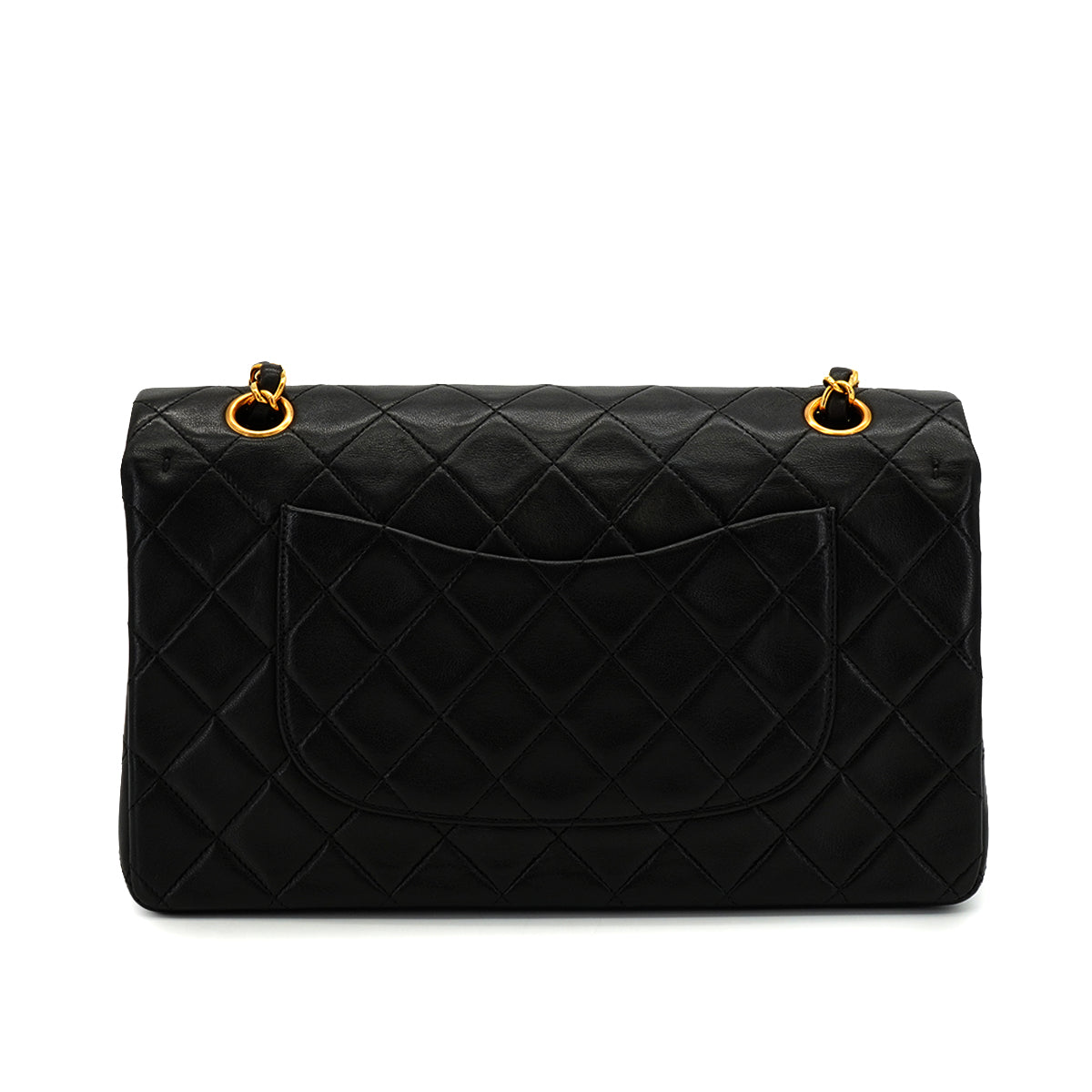 VINTAGE CHANEL CLASSIC FLAP MEDIUM CHAIN SHOULDER BAG BLACK LAMB SKIN GOLD HARDWARE 90343946