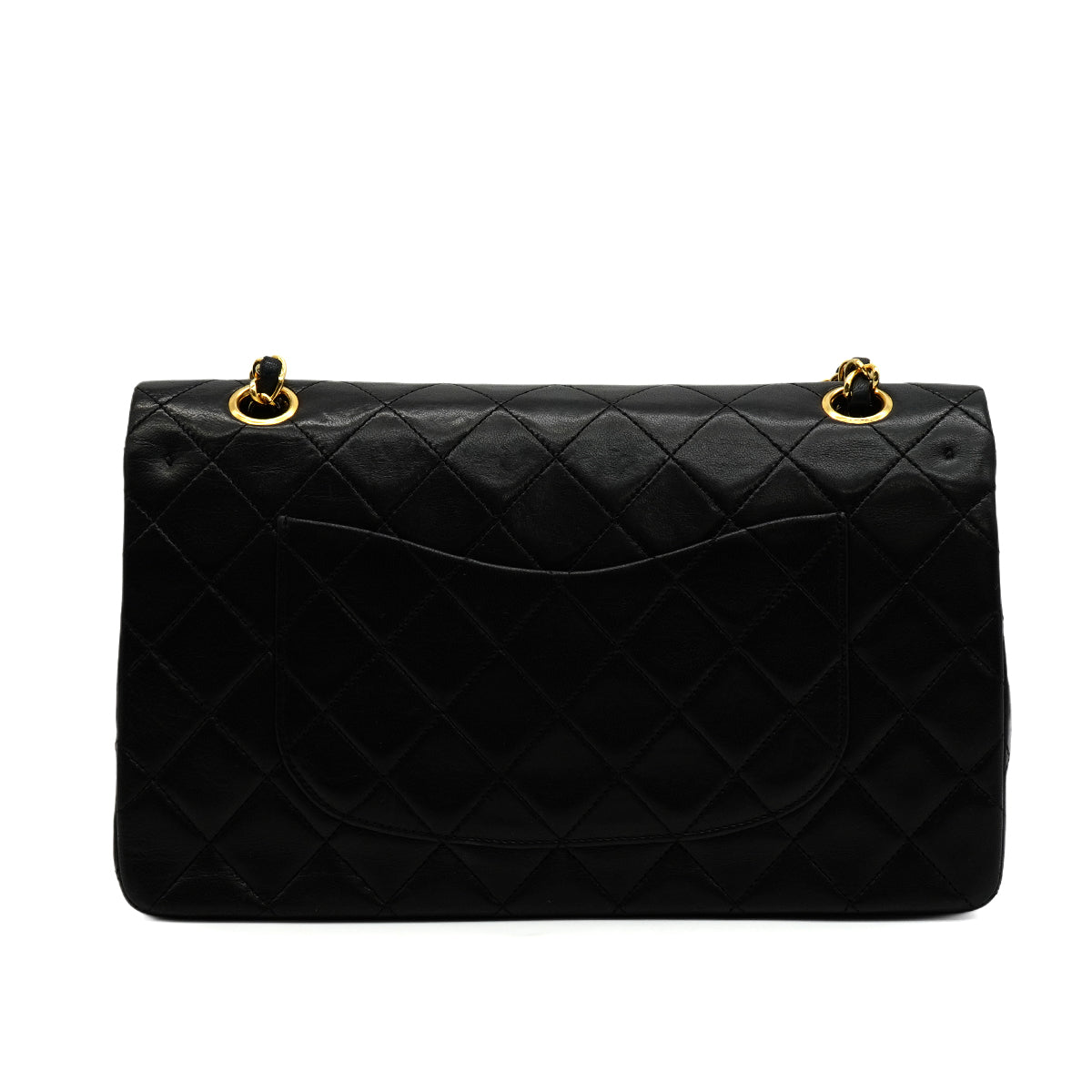 VINTAGE CHANEL CLASSIC FLAP MEDIUM CHAIN SHOULDER BAG BLACK LAMB SKIN GOLD HARDWARE 90346117