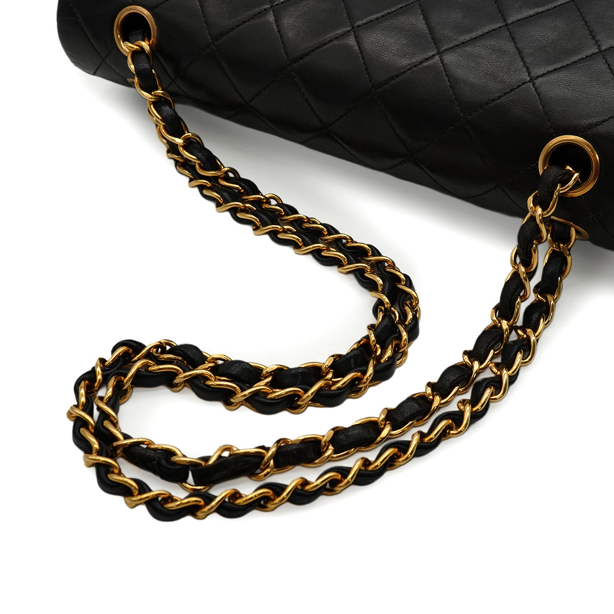 VINTAGE CHANEL CLASSIC FLAP MEDIUM CHAIN SHOULDER BAG BLACK LAMB SKIN GOLD HARDWARE 90346127