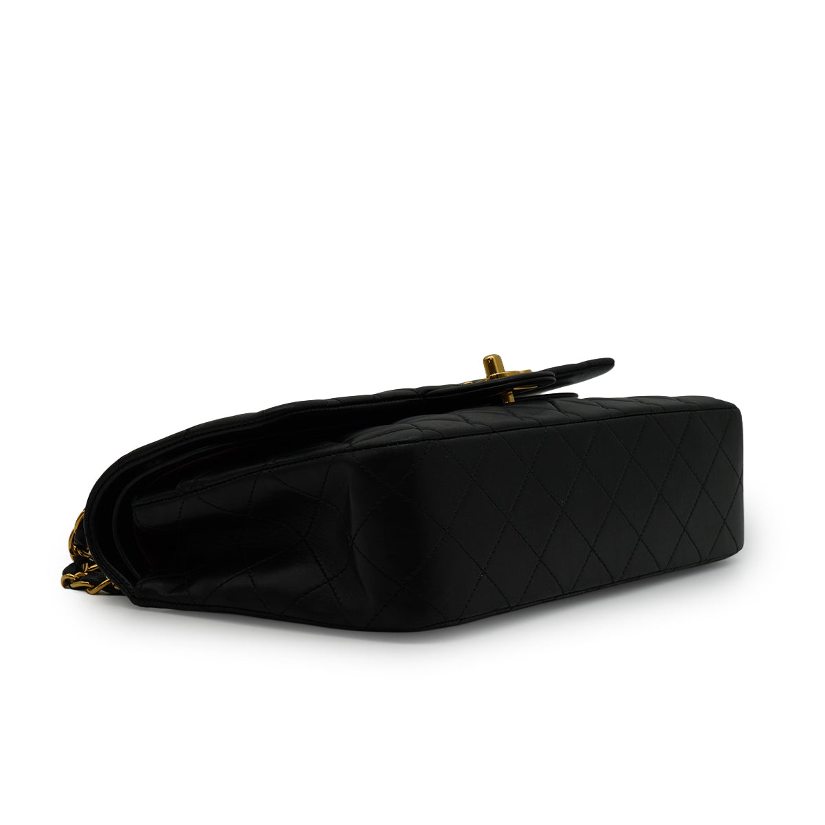 VINTAGE CHANEL CLASSIC FLAP MEDIUM CHAIN SHOULDER BAG BLACK LAMB SKIN GOLD HARDWARE 90346671