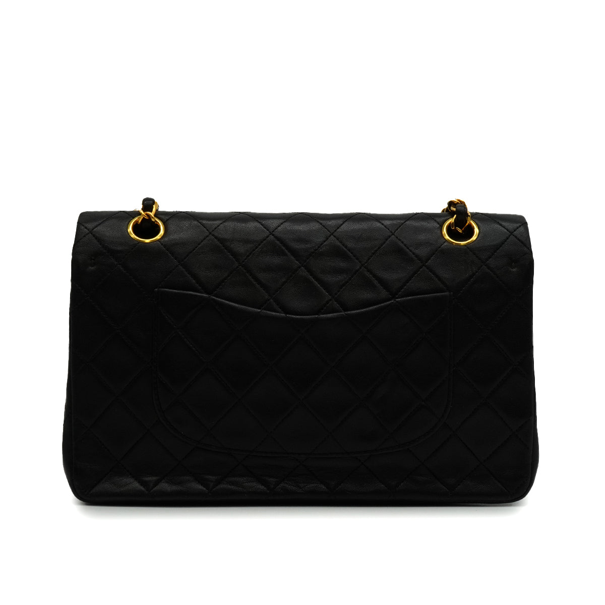 VINTAGE CHANEL CLASSIC FLAP MEDIUM CHAIN SHOULDER BAG BLACK LAMB SKIN GOLD HARDWARE 90347156