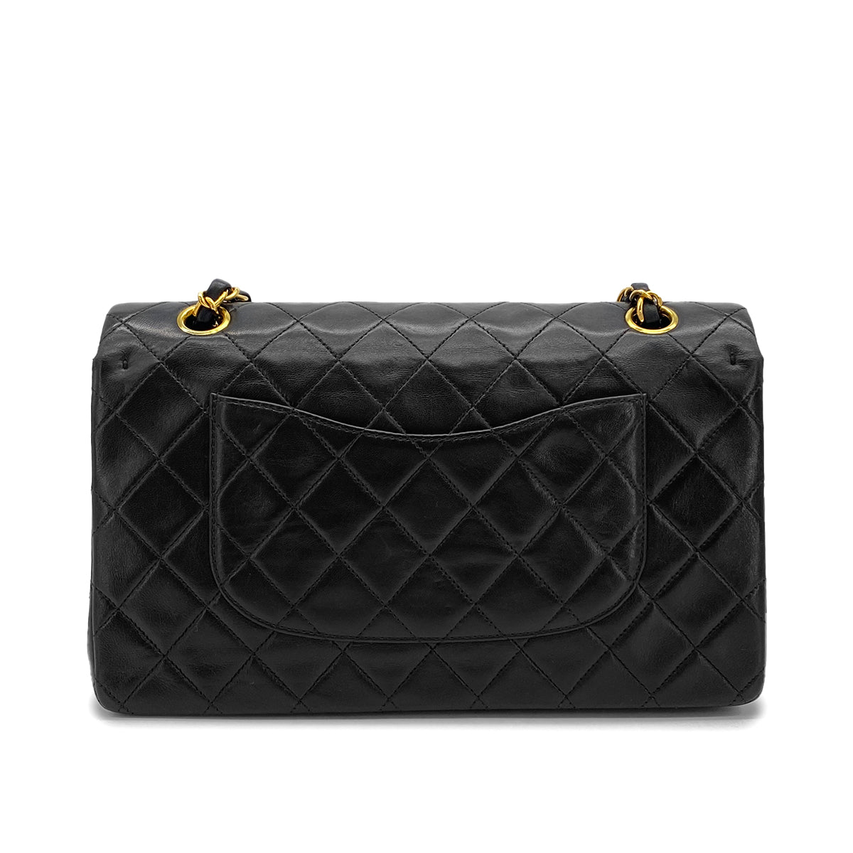 VINTAGE CHANEL CLASSIC FLAP MEDIUM CHAIN SHOULDER BAG BLACK LAMB SKIN GOLD HARDWARE 90326659