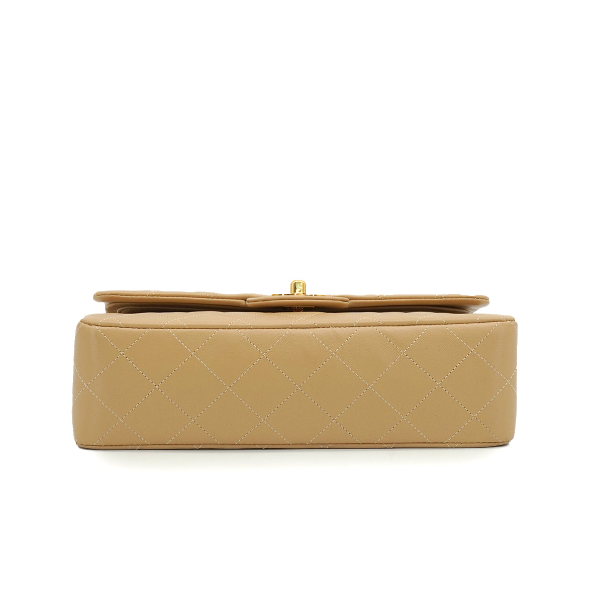 VINTAGE CHANEL CLASSIC FLAP SMALL CHAIN SHOULDER BAG BEIGE LAMB SKIN GOLD HARDWARE 90344363