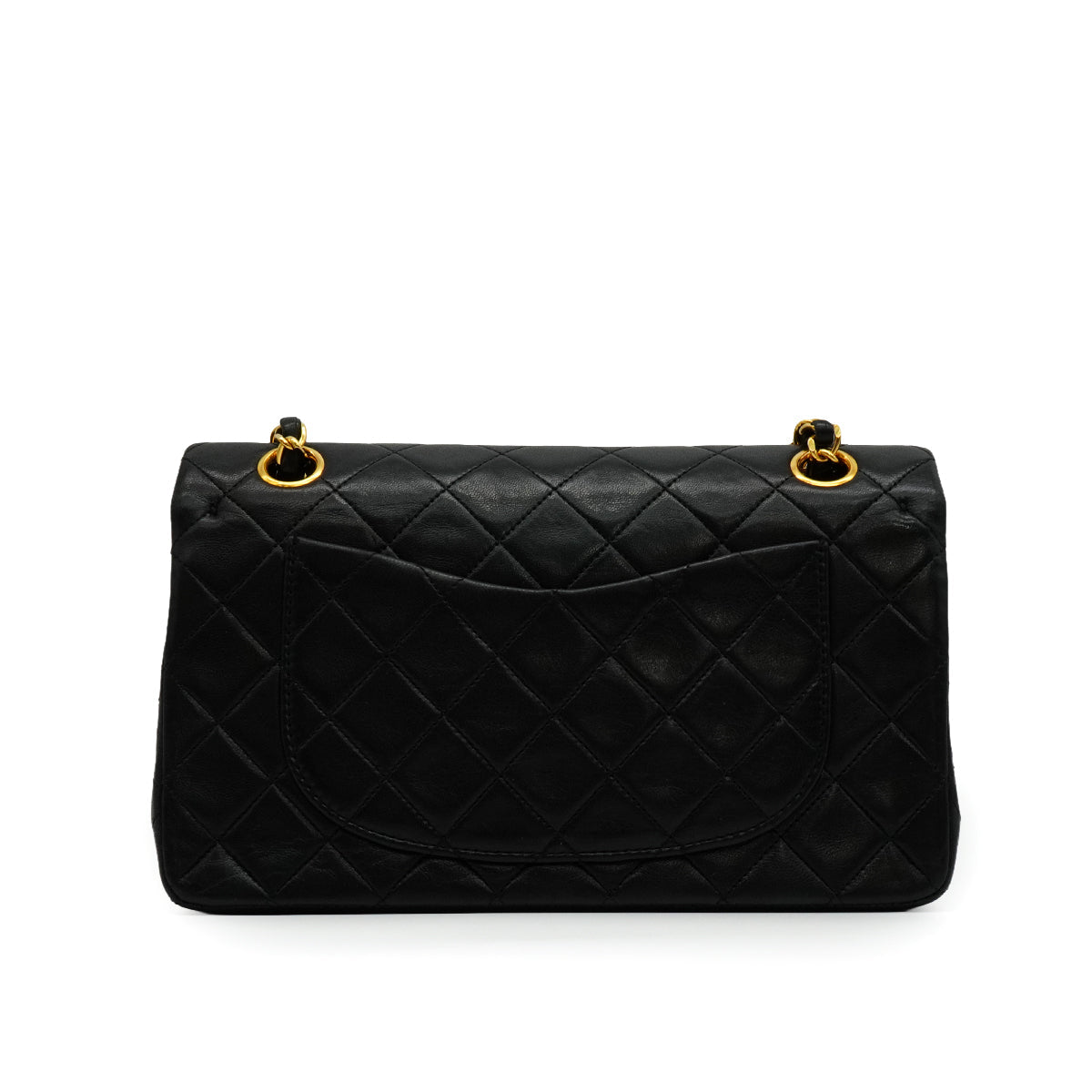 VINTAGE CHANEL CLASSIC FLAP SMALL CHAIN SHOULDER BAG BLACK LAMB SKIN GOLD HARDWARE 90339651