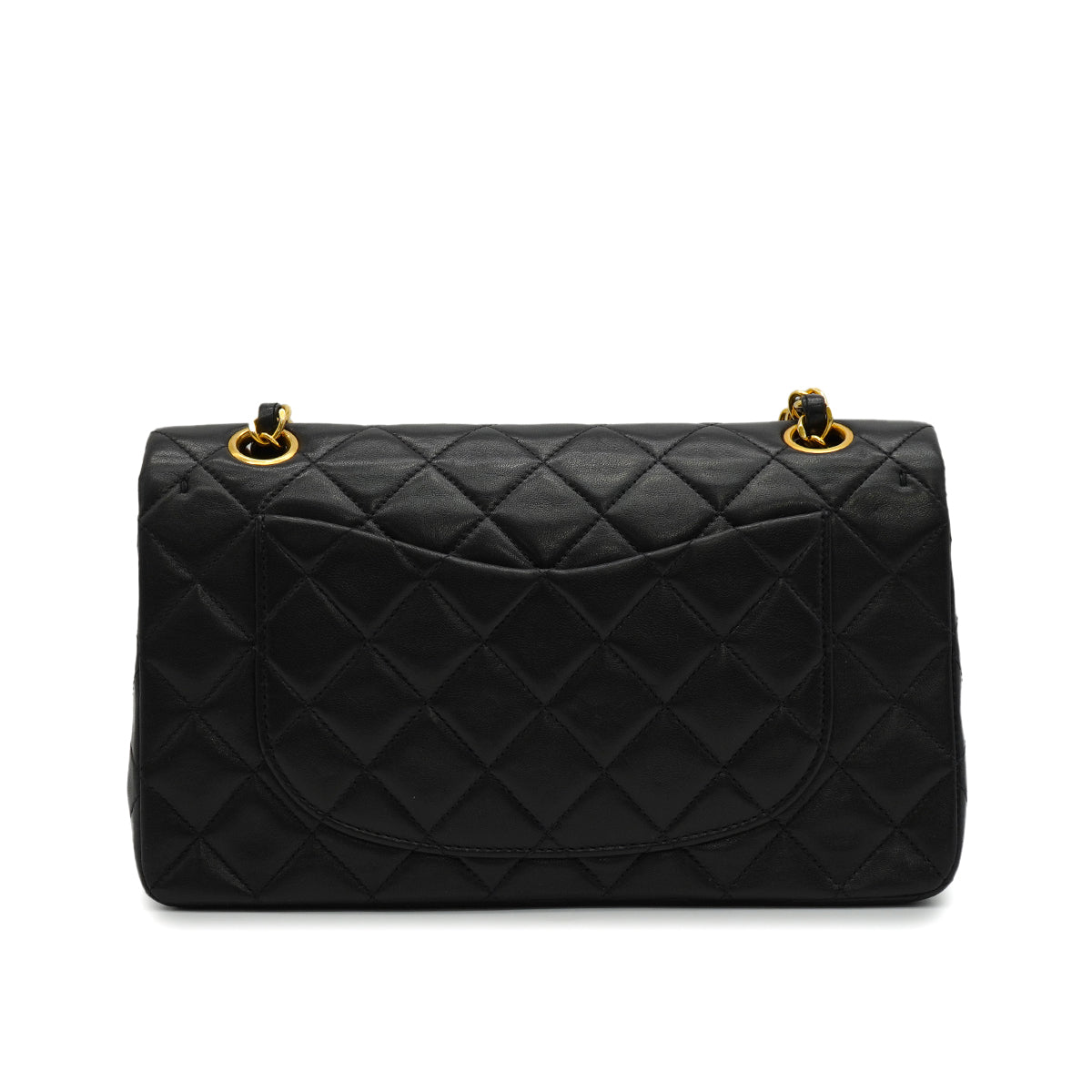 VINTAGE CHANEL CLASSIC FLAP SMALL CHAIN SHOULDER BAG BLACK LAMB SKIN GOLD HARDWARE 90345072