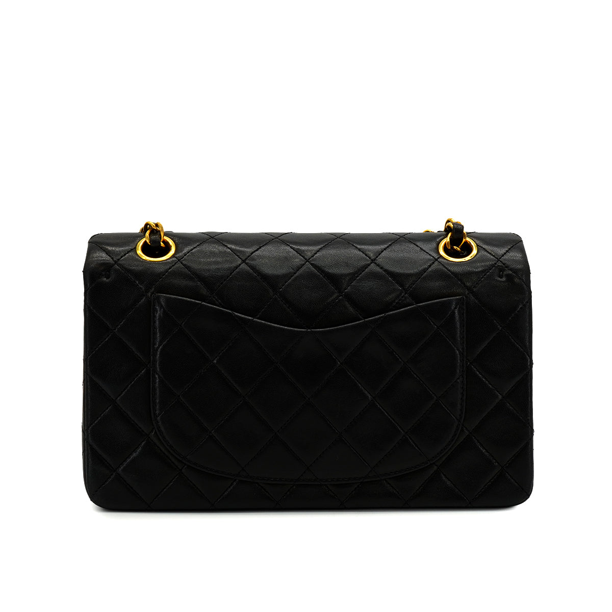 VINTAGE CHANEL CLASSIC FLAP SMALL CHAIN SHOULDER BAG BLACK LAMB SKIN GOLD HARDWARE 90345507