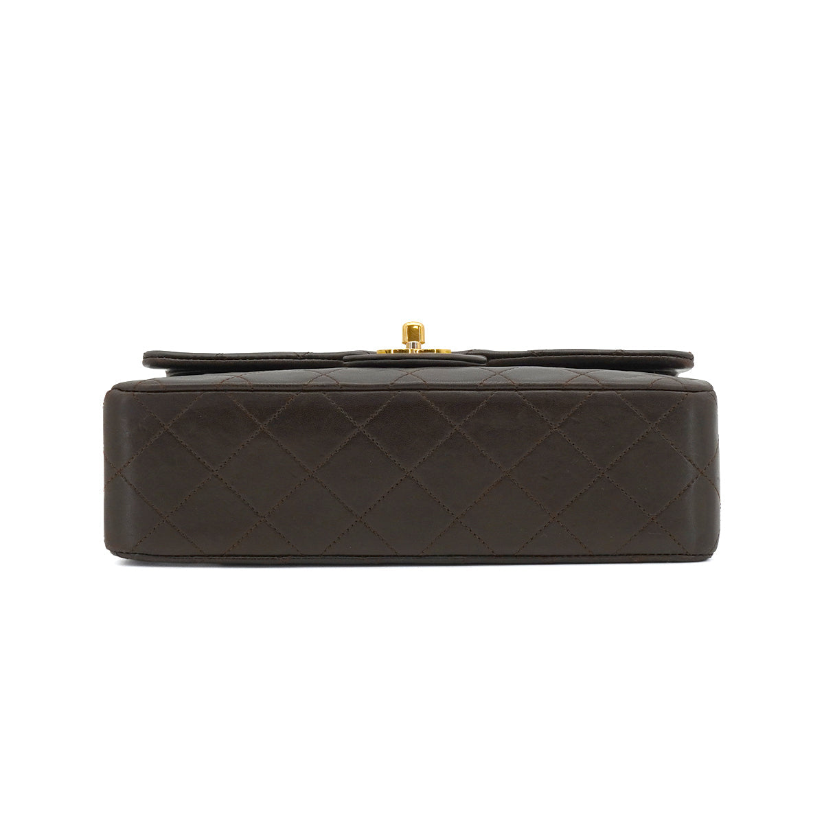 VINTAGE CHANEL CLASSIC FLAP SMALL CHAIN SHOULDER BAG BROWN LAMB SKIN GOLD HARDWARE 90338881