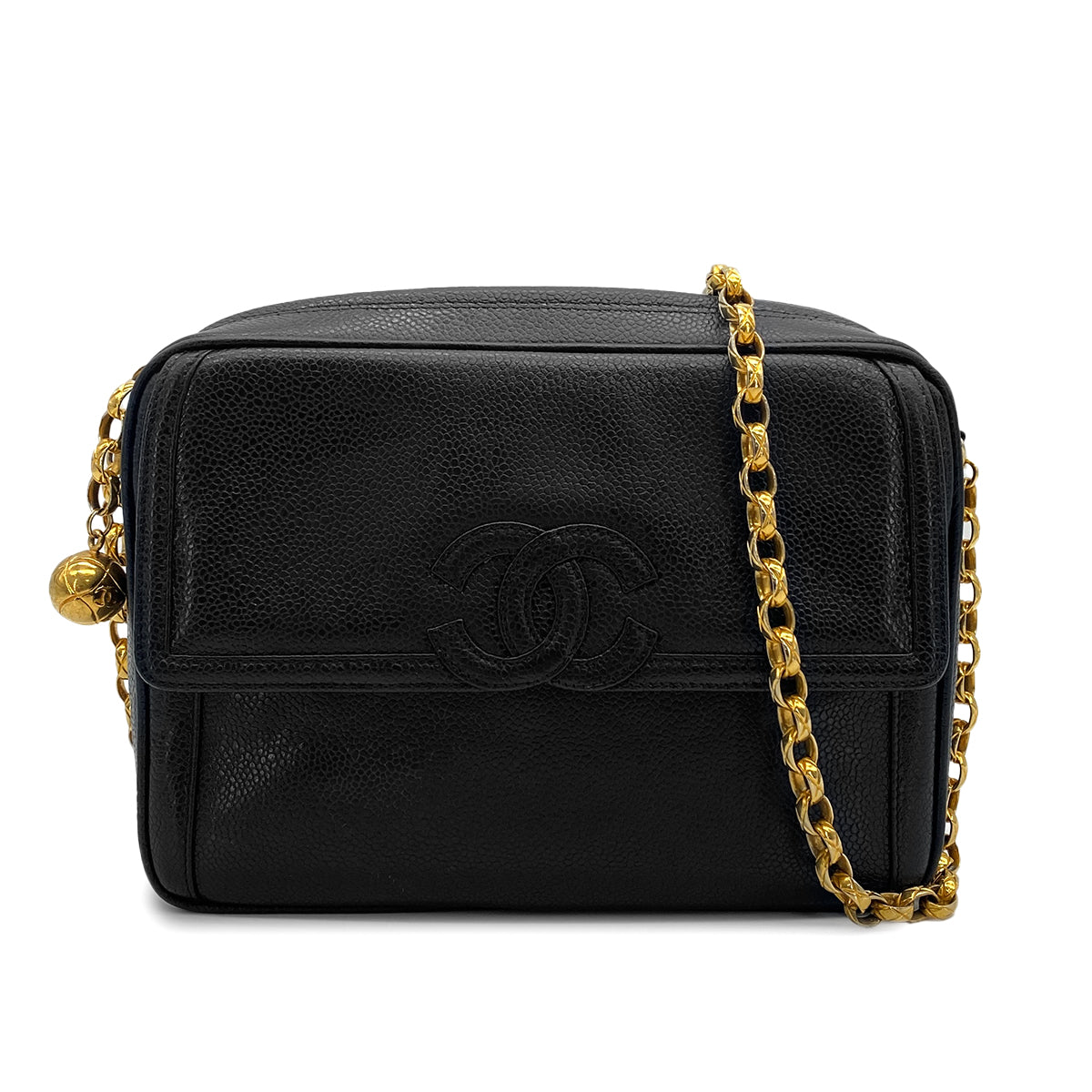 VINTAGE CHANEL COCOMARK BIJOU CHAIN SHUOLDER BAG BLACK CAVIAR SKIN GOLD HARDWARE 90324822