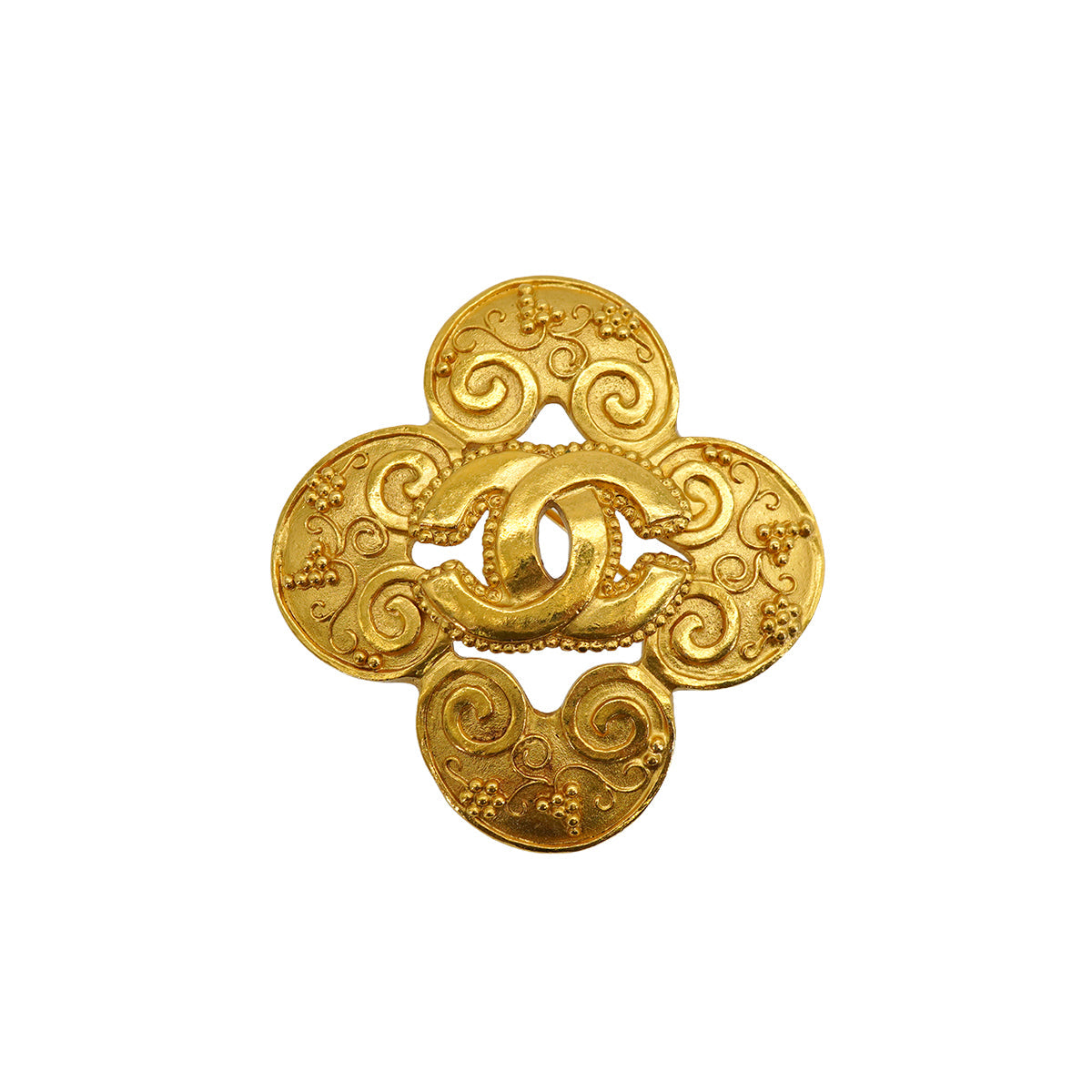 VINTAGE CHANEL COCOMARK BROOCH FLOWER GOLD ACCESSORY 96A 90326876