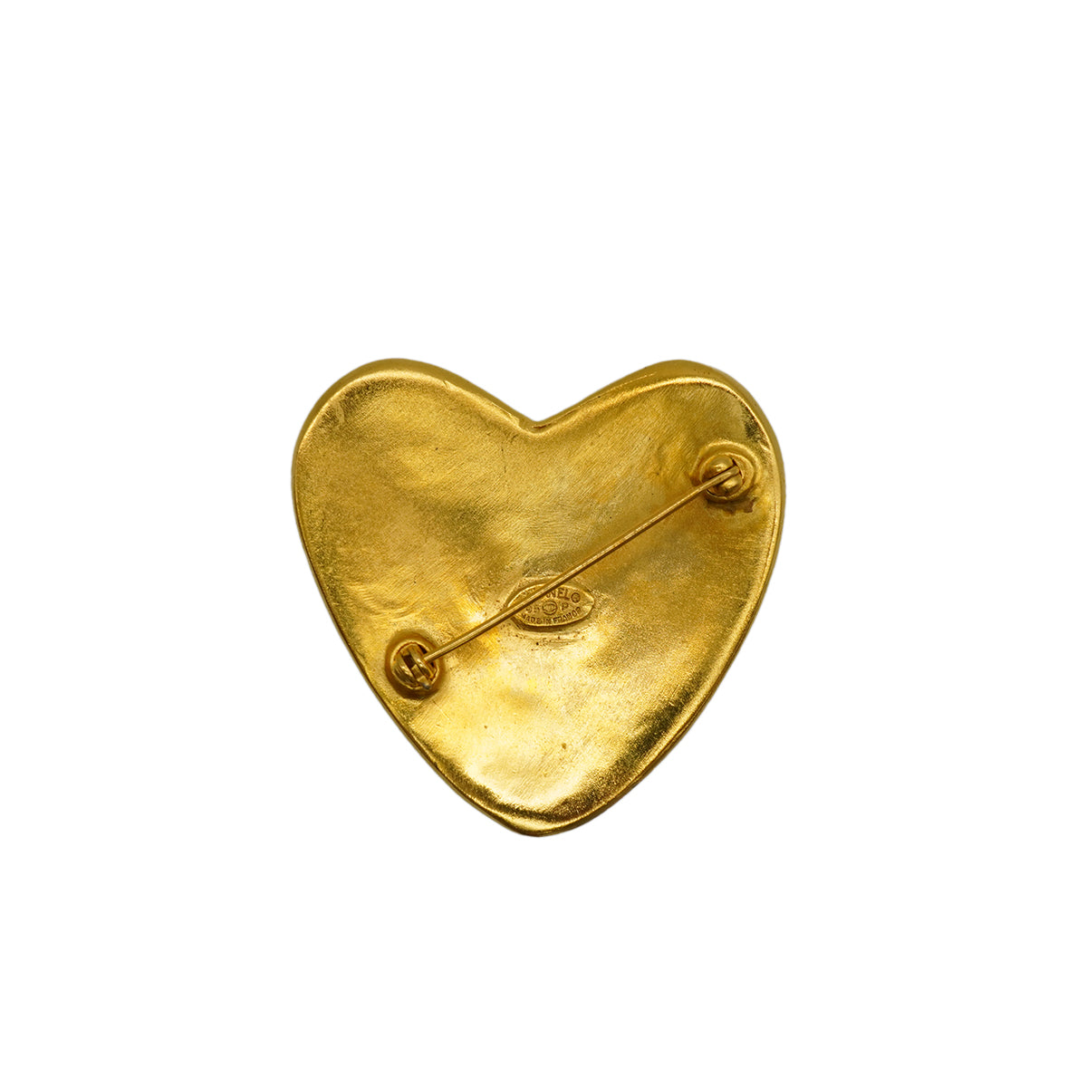 VINTAGE CHANEL COCOMARK HEART BROOCH GOLD ACCESSORY 95P 90339675