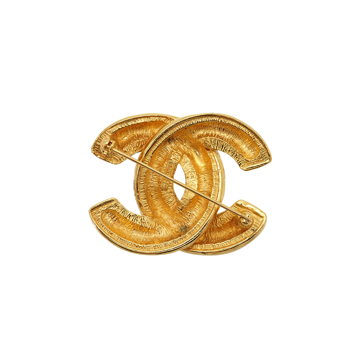 VINTAGE CHANEL COCOMARK BROOCH MATELASSE GOLD ACCESSORY 90326603