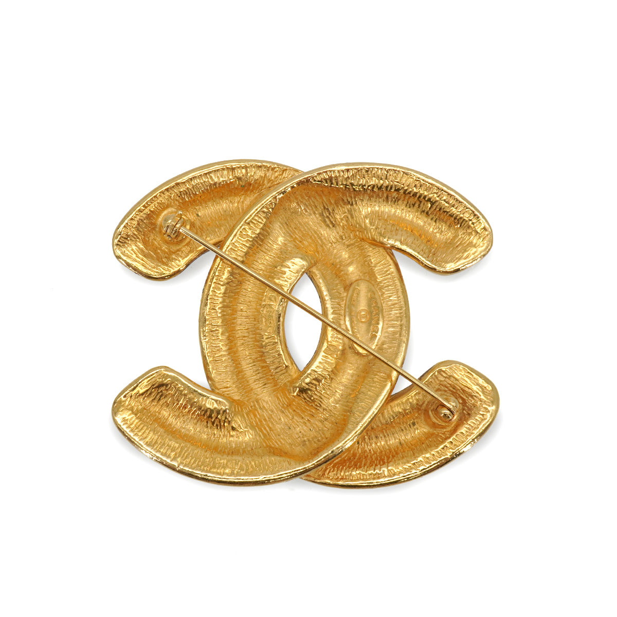 VINTAGE CHANEL COCOMARK BROOCH MATELASSE GOLD ACCESSORY 90335312