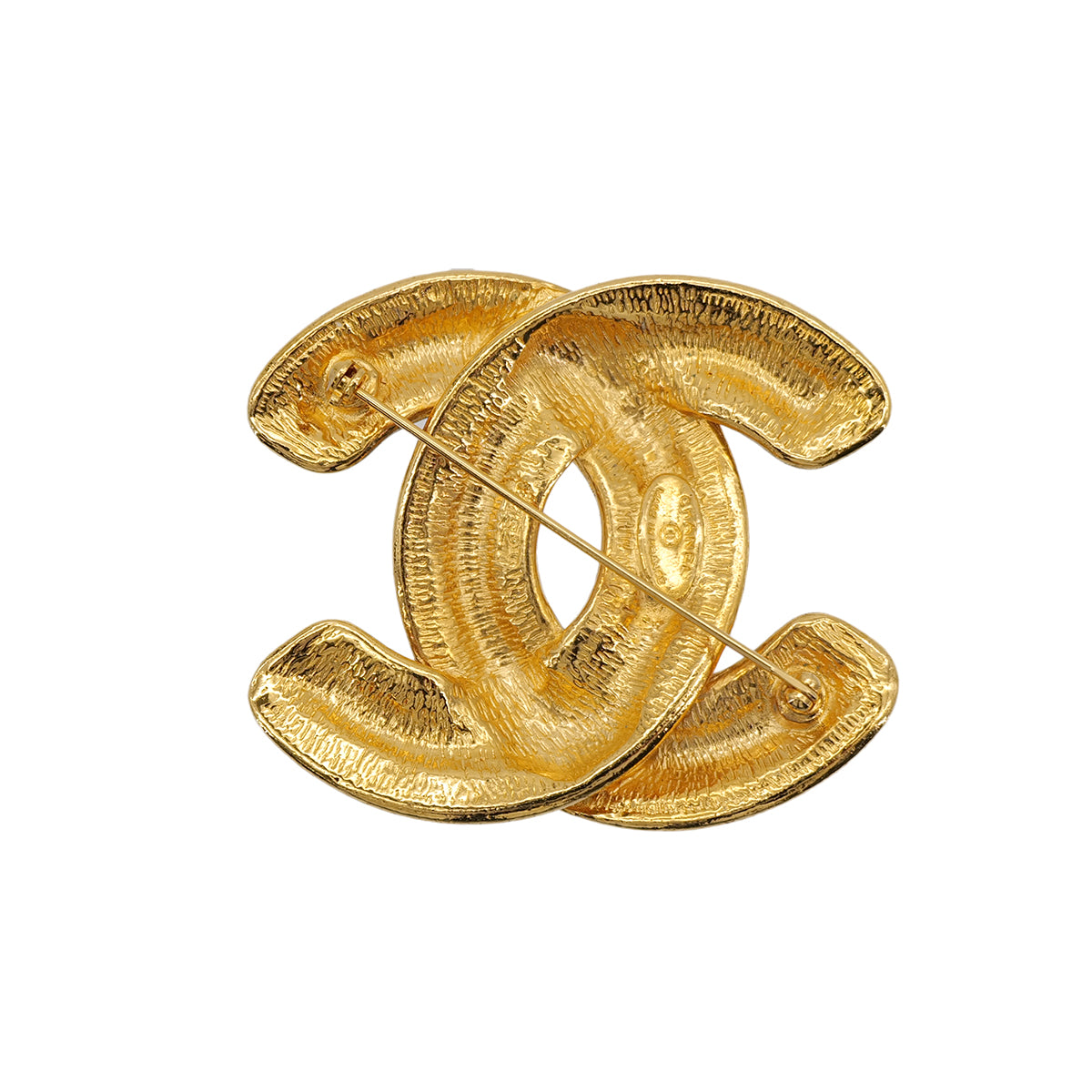 VINTAGE CHANEL COCOMARK BROOCH MATELASSE GOLD ACCESSORY 90324102