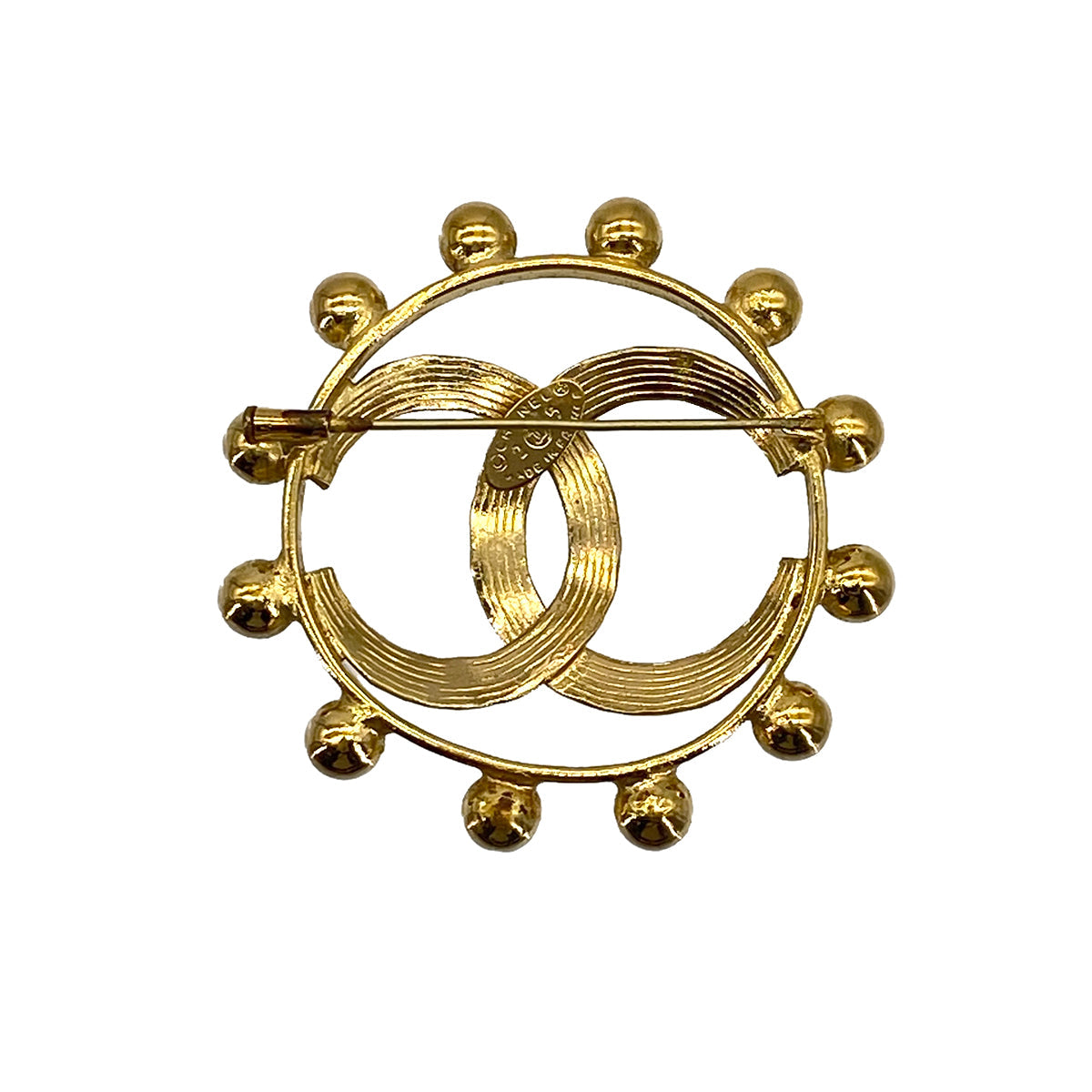 VINTAGE CHANEL COCOMARK BROOCH ROUND GOLD ACCESSORY 25 90322027