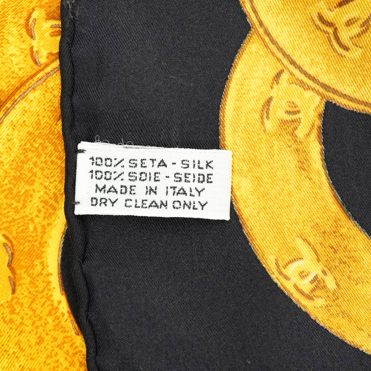 VINTAGE CHANEL COCOMARK CHAIN BUTTON PATTERN SCARF BLACK GOLD 90346695