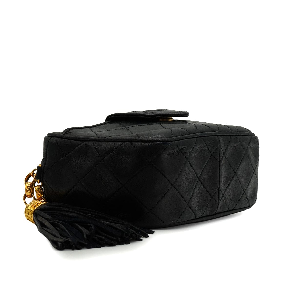 Luxury Promise Japan VINTAGE CHANEL COCOMARK FRINGE BIJOU CHAIN SHUOLDER BAG BLACK LAMB SKIN GOLD HARDWARE 90344444