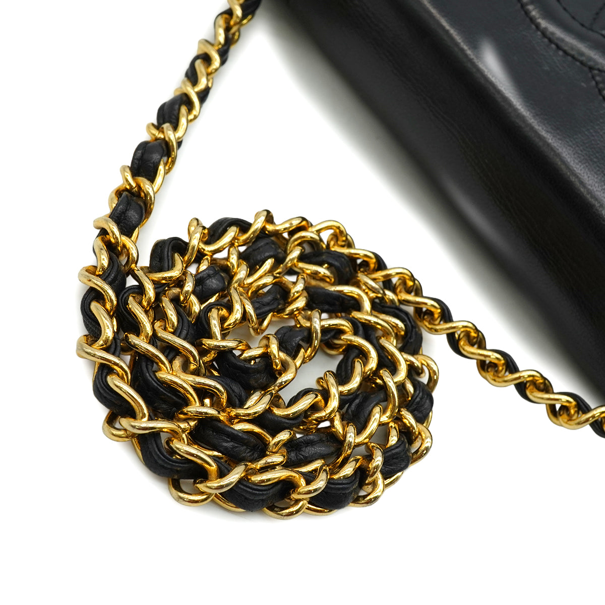 VINTAGE CHANEL COCOMARK FULL FLAP CHAIN SHOULDER BAG BLACK LAMB SKIN GOLD HARDWARE 90346129