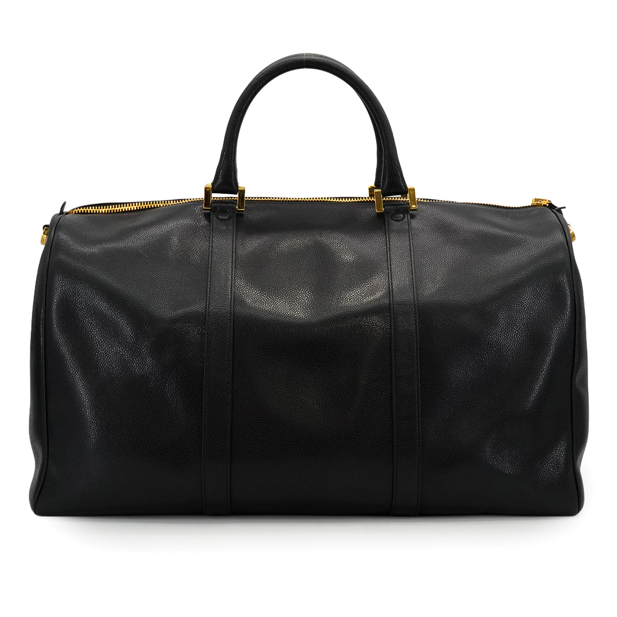 VINTAGE CHANEL COCOMARK HAND SHOULDER BOSTON BAG BLACK CAVIAR SKIN GOLD HARDWARE 90341881