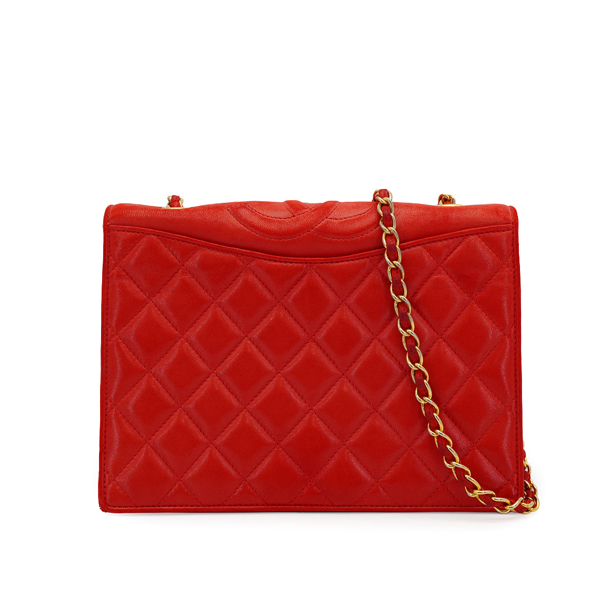 VINTAGE CHANEL COCOMARK MATELASSE CHAIN SHOULDER BAG RED LAMB SKIN GOLD HARDWARE 90334240