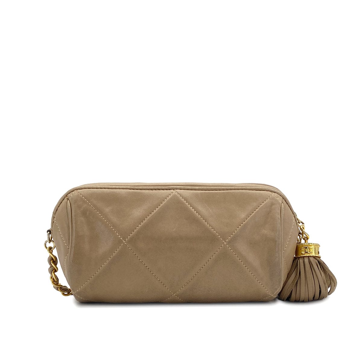 Luxury Promise Japan VINTAGE CHANEL COCOMARK MATELASSE FRINGE CHAIN SHOULDER BAG BEIGE LAMB SKIN GOLD HARDWARE 90310127