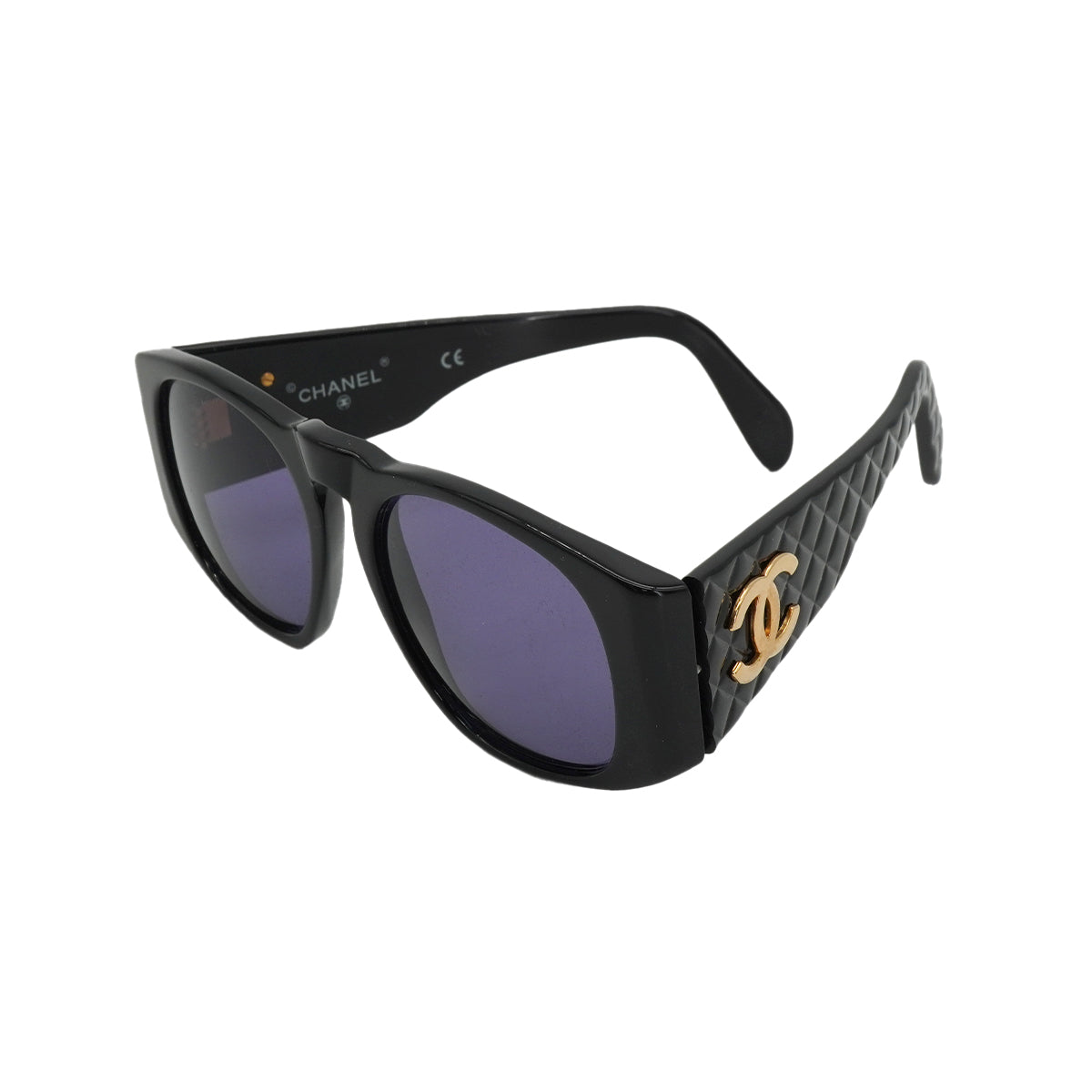 VINTAGE CHANEL COCOMARK SUNGLASSES MATELASSE BLACK EYEWEAR 90330660