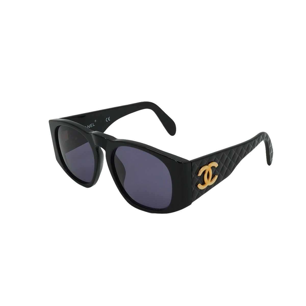 VINTAGE CHANEL COCOMARK SUNGLASSES MATELASSE BLACK EYEWEAR 90332935