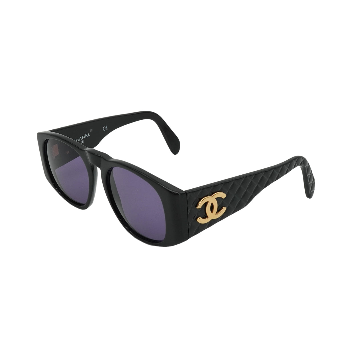VINTAGE CHANEL COCOMARK SUNGLASSES MATELASSE BLACK EYEWEAR 90324794