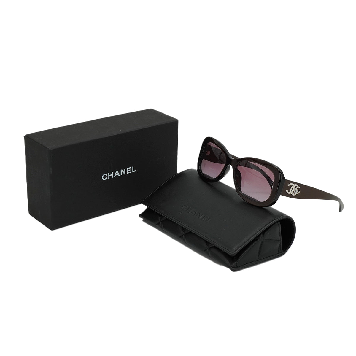 VINTAGE CHANEL COCOMARK SUNGLASSES RHINESTONE PURPLE EYEWEAR 90327595