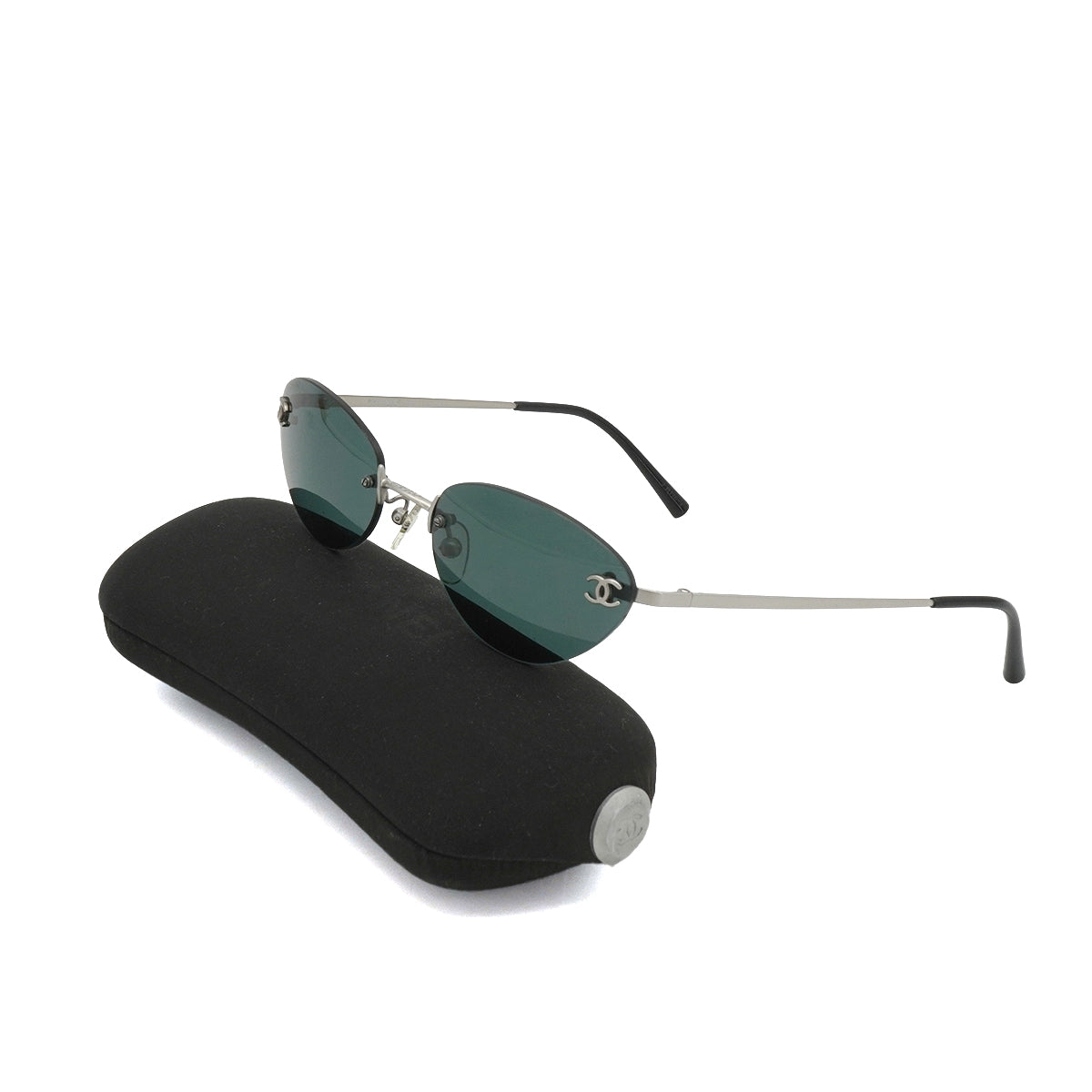 VINTAGE CHANEL COCOMARK SUNGLASSES SILVER EYEWEAR 90335316