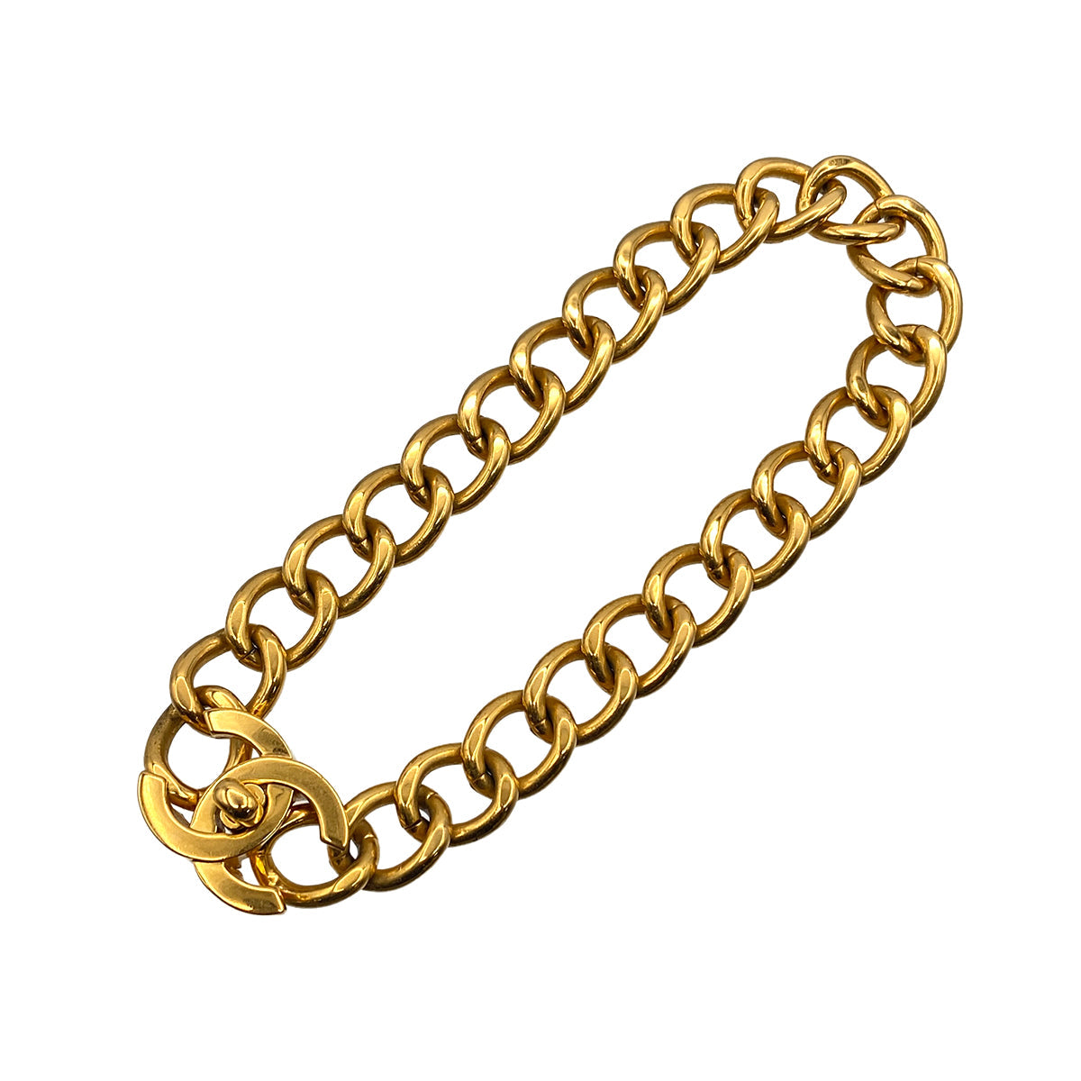 VINTAGE CHANEL COCOMARK TURN LOCK NECKLACE GOLD ACCESSORY 96P 90327895