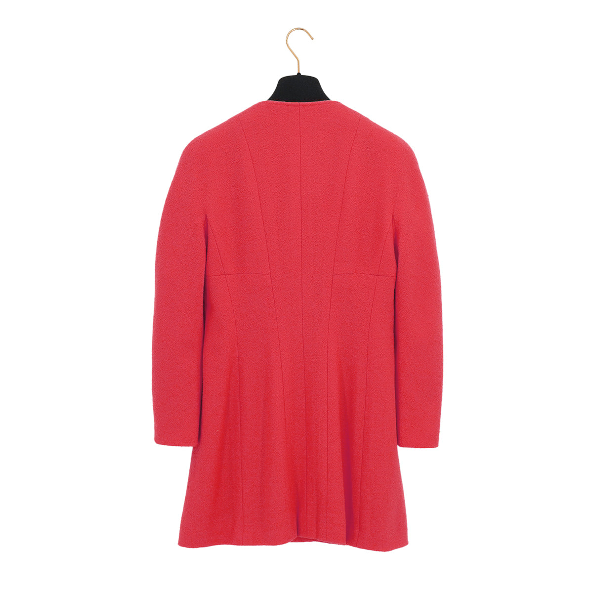 VINTAGE CHANEL COCO BUTTON TWEED COAT RED WOOL 40 96P RTW 90332948