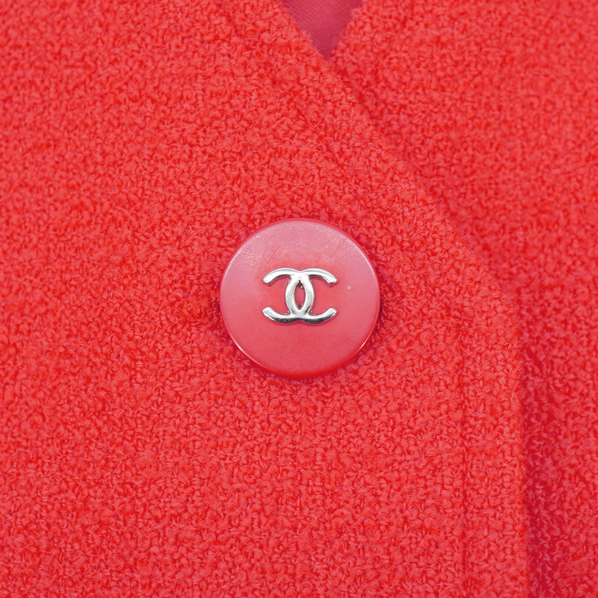 VINTAGE CHANEL COCO BUTTON TWEED COAT RED WOOL 40 96P RTW 90332948