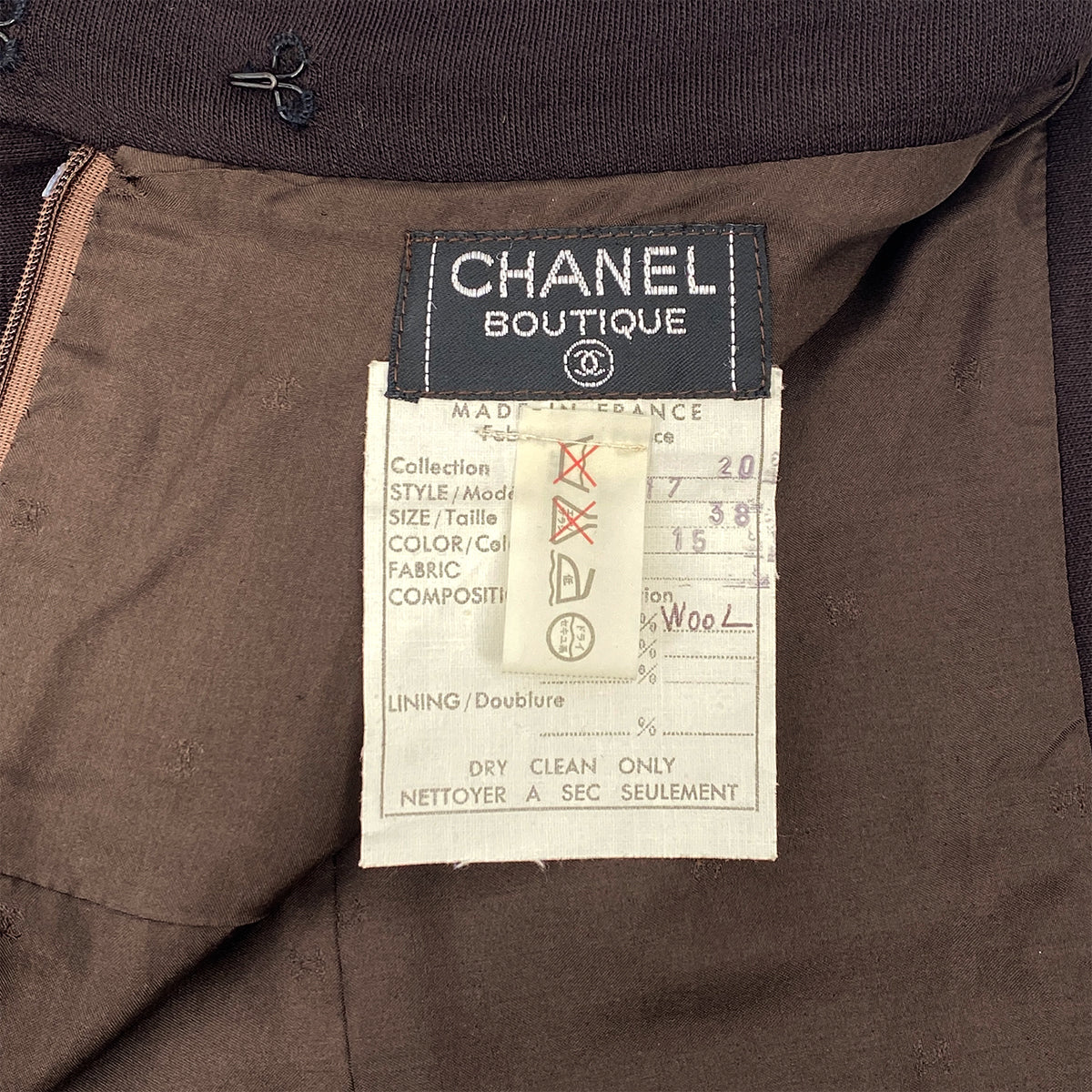VINTAGE CHANEL COCO BUTTON TWEED JACKET SKIRT SET BORDEAUX WOOL 38 RTW 90319638