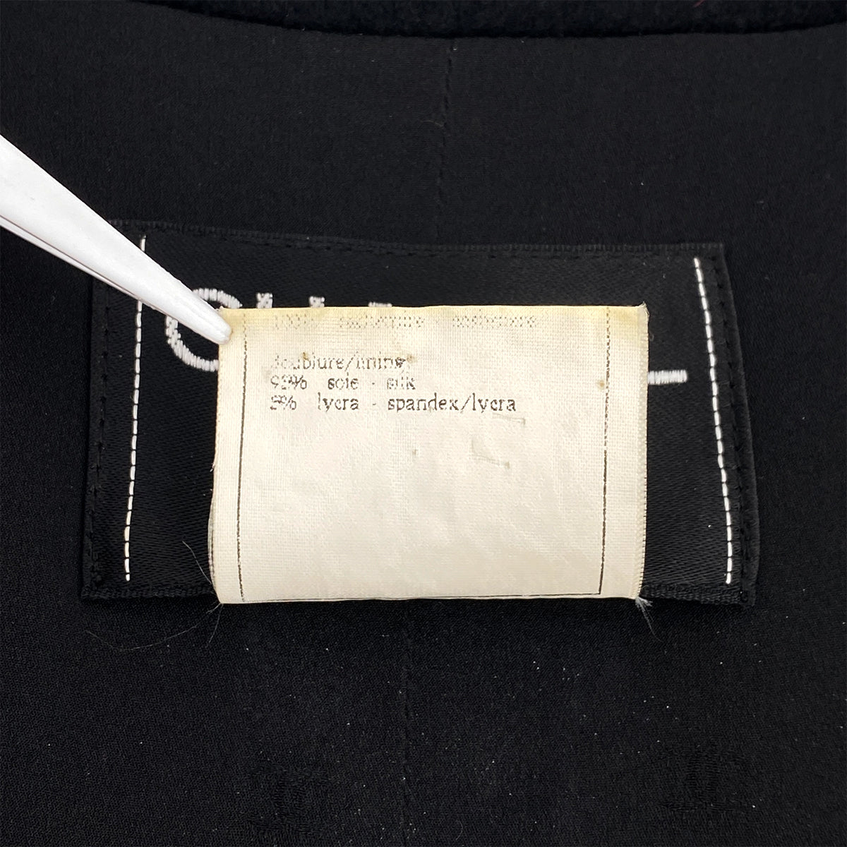 VINTAGE CHANEL COCO BUTTON WAIST CINCHING JACKET BLACK CASHMERE 40 36A RTW 90319635