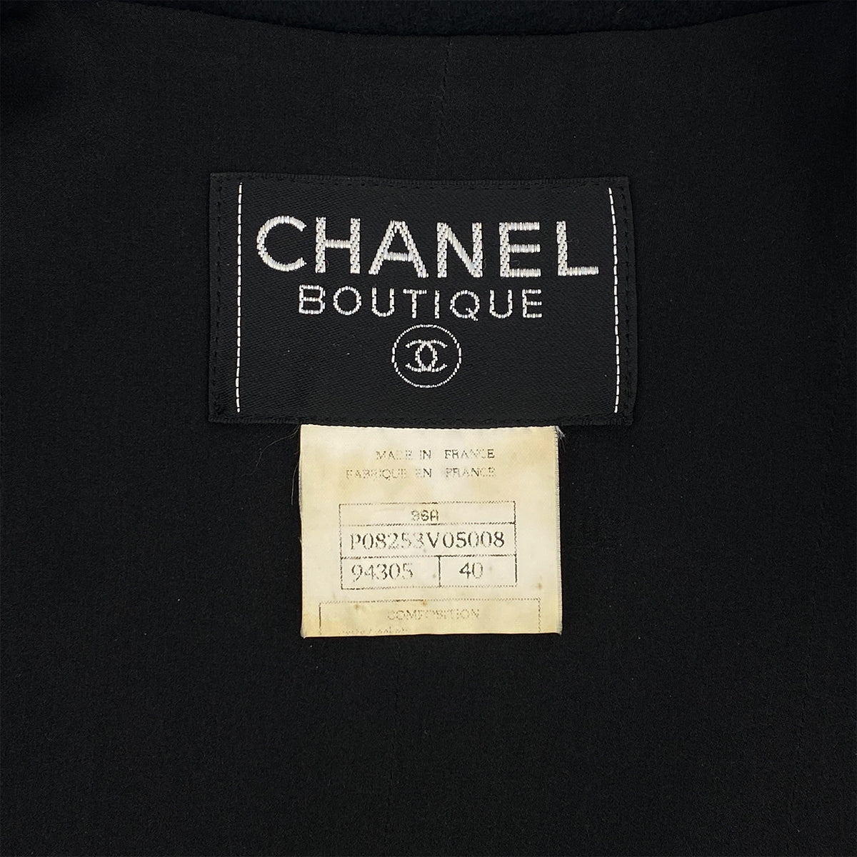 VINTAGE CHANEL COCO BUTTON WAIST CINCHING JACKET BLACK CASHMERE 40 36A RTW 90319635